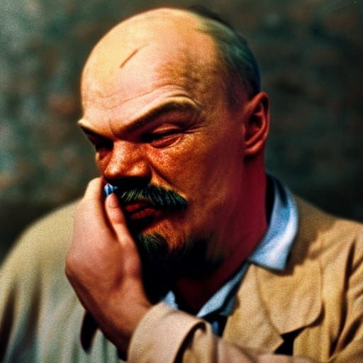 Lenin and Trotsky's Kiss in Hell: A Portrait