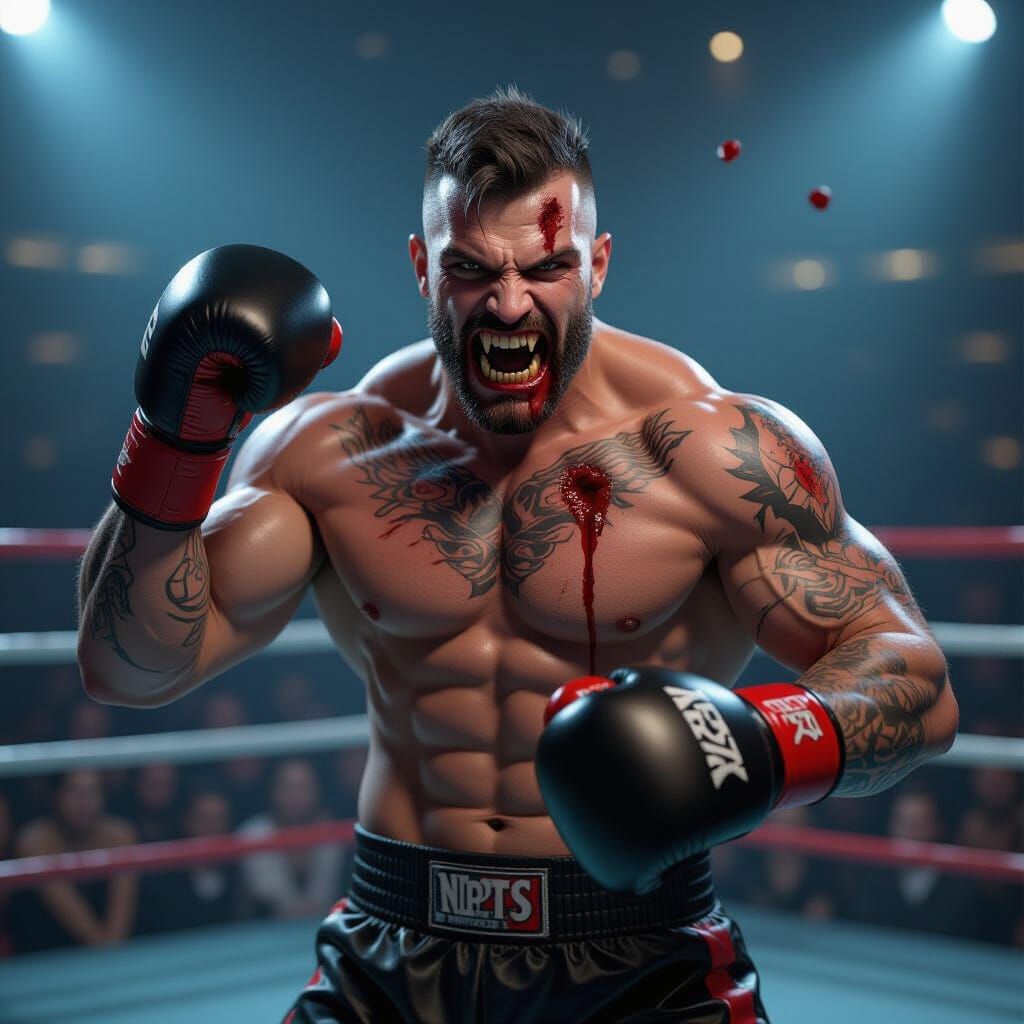 Vampire Kickboxer Delivers Powerful Foot Kick in 3D Render