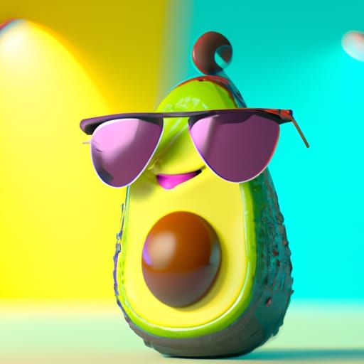 Cute Avocado with Sunglasses in 3D Style