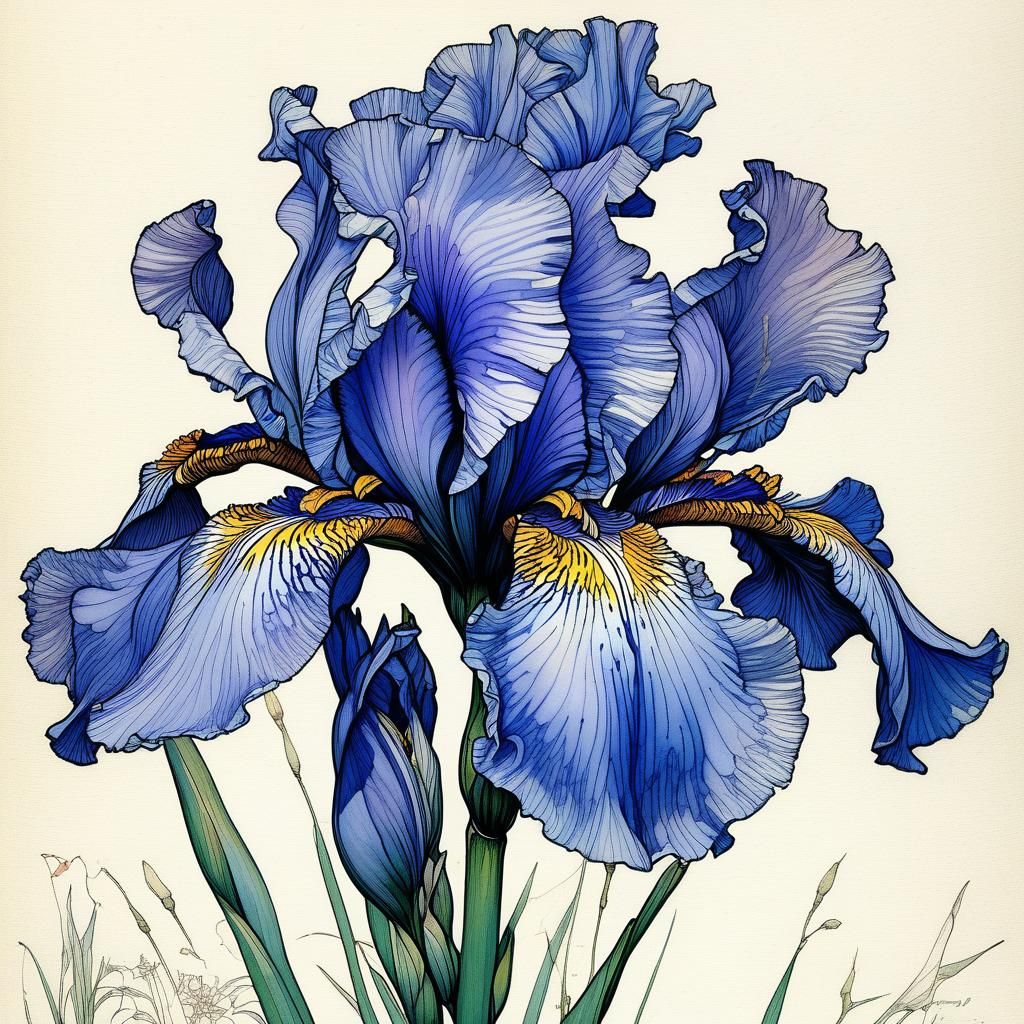 Entangled Iris Blossom in Fantasy Art Style