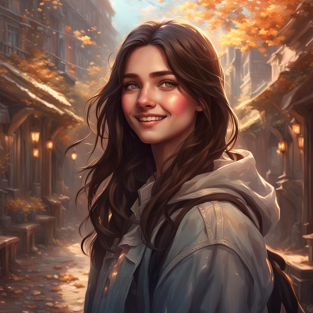 Teenage Girl Portrait in Hyperdetailed Art Nouveau Style