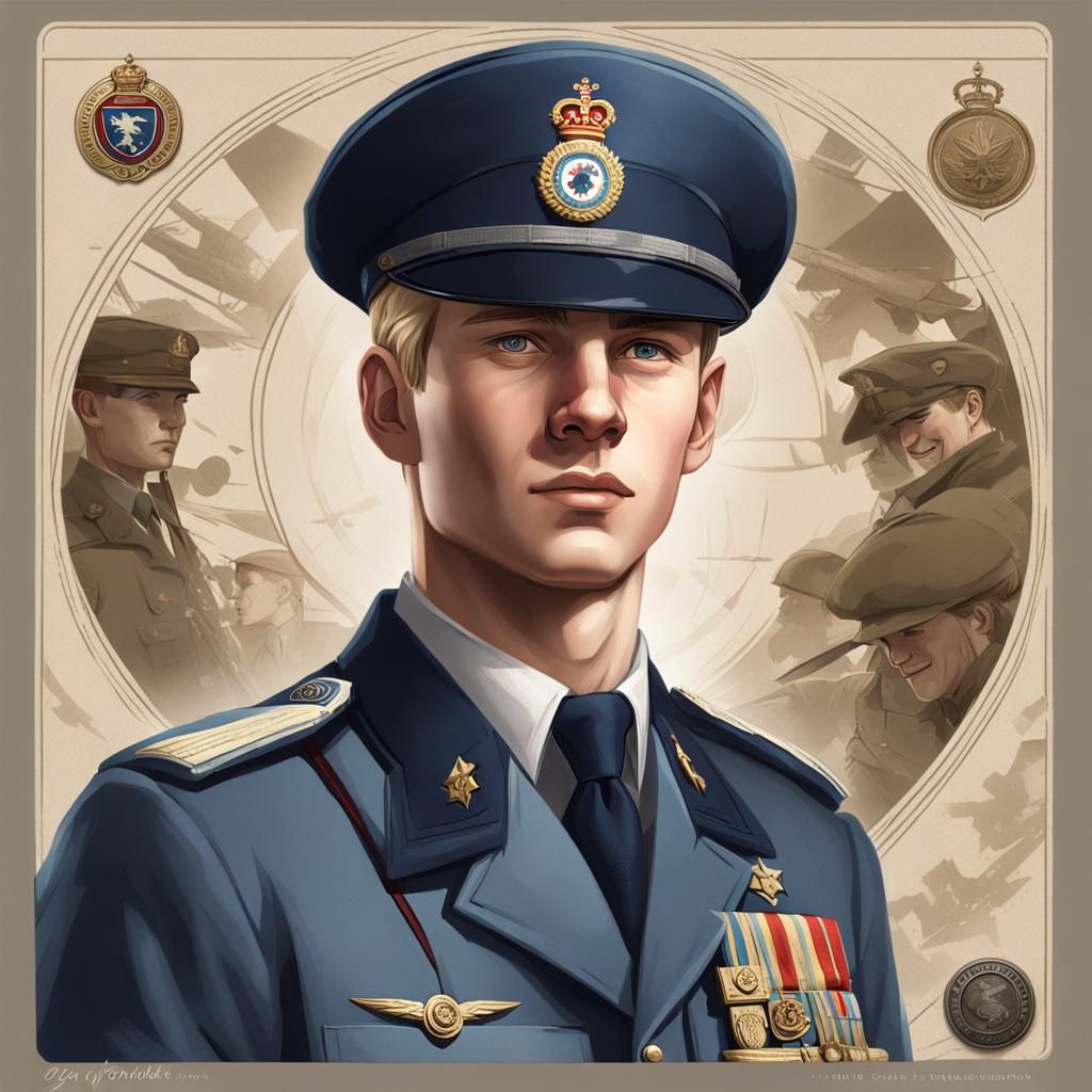 RAF Uniform Portrait in Hyperdetailed Style
