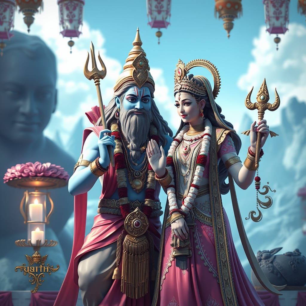 Divine Hindu Wedding in Anime Style