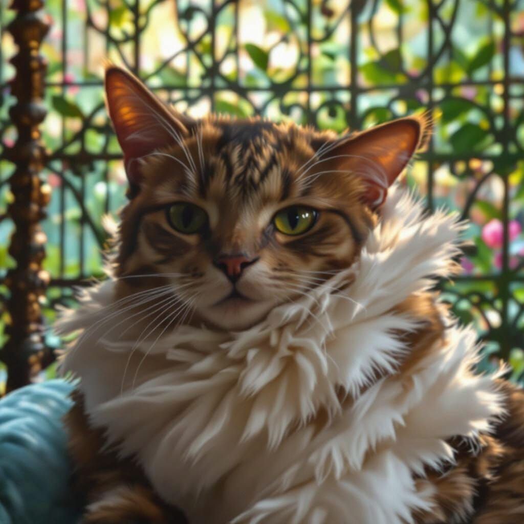 Victorian Cat Portrait in the Style of Oil Painting