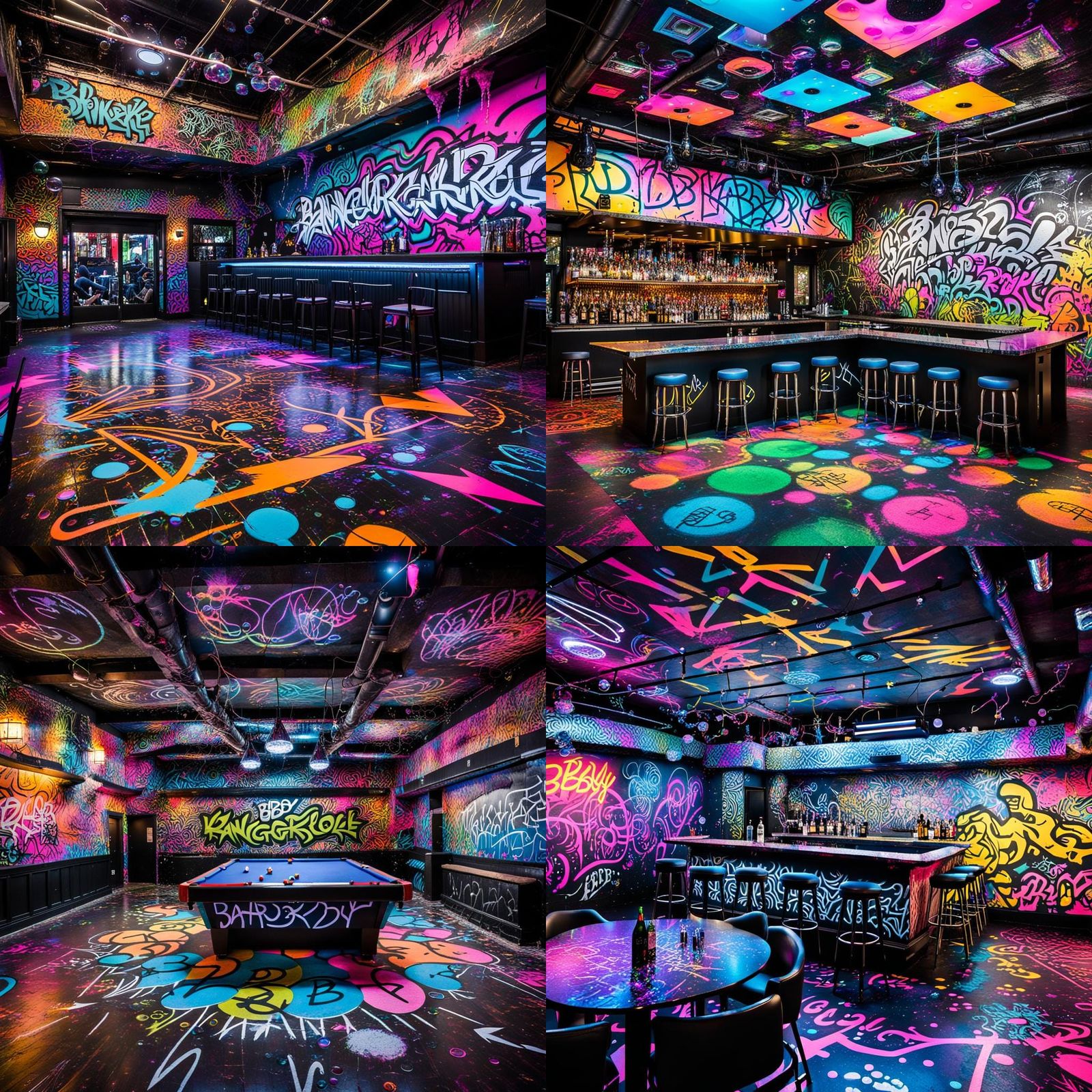 Lavish Dance Club with Wildstyle Graffiti Art