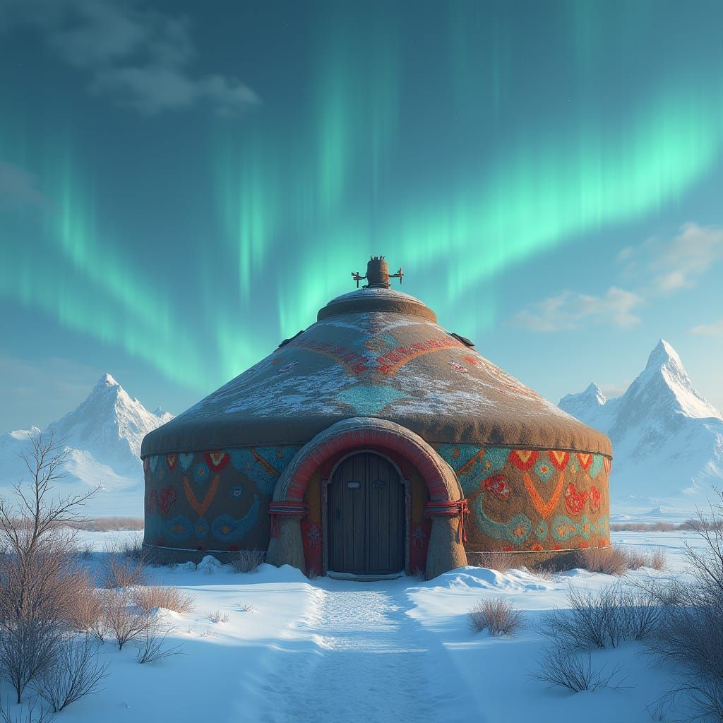 Traditional Chukchi Yurt on the Frozen Tundra