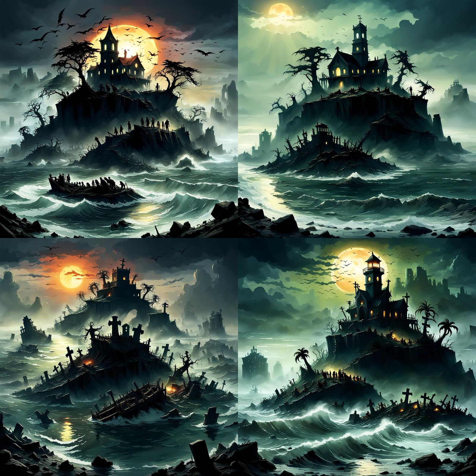 Zombie Island Sunset: Photorealistic Digital Graveyard