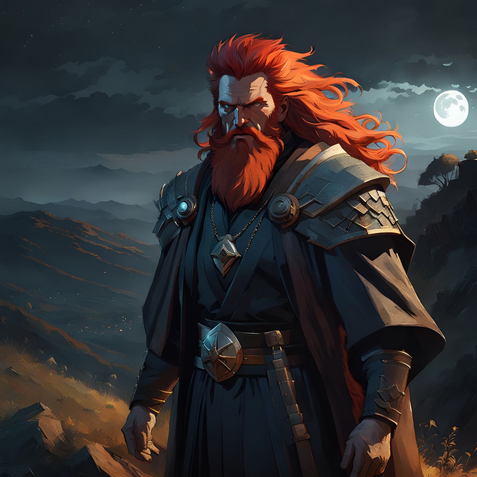 Anime Prophet Portrait with Detailed Background