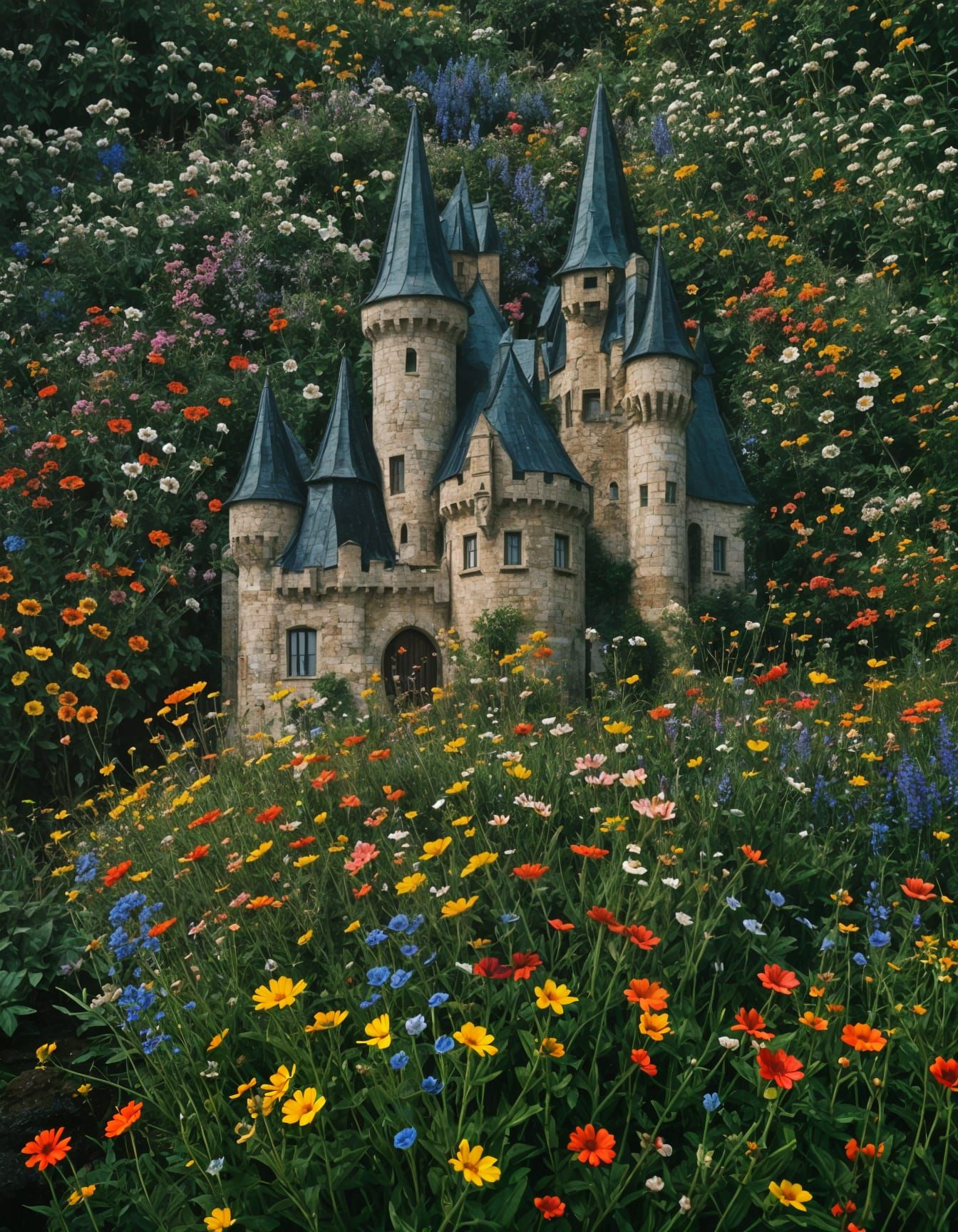 Flower Castle in Film Noir Style