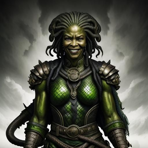 Hyperrealistic Snake-Woman Monster Portrait