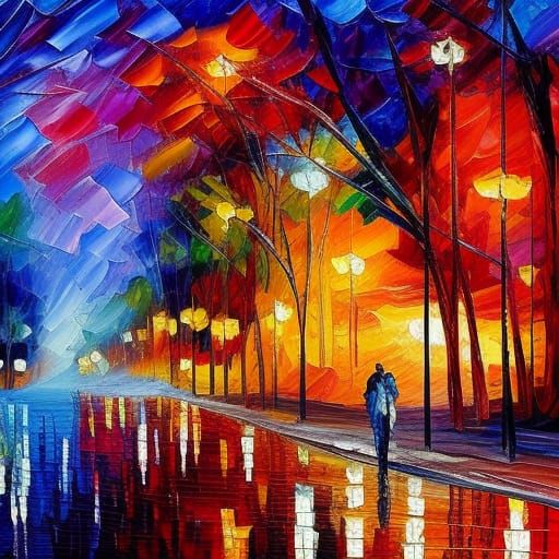 Underwater Scene in Expressionist Impasto Style