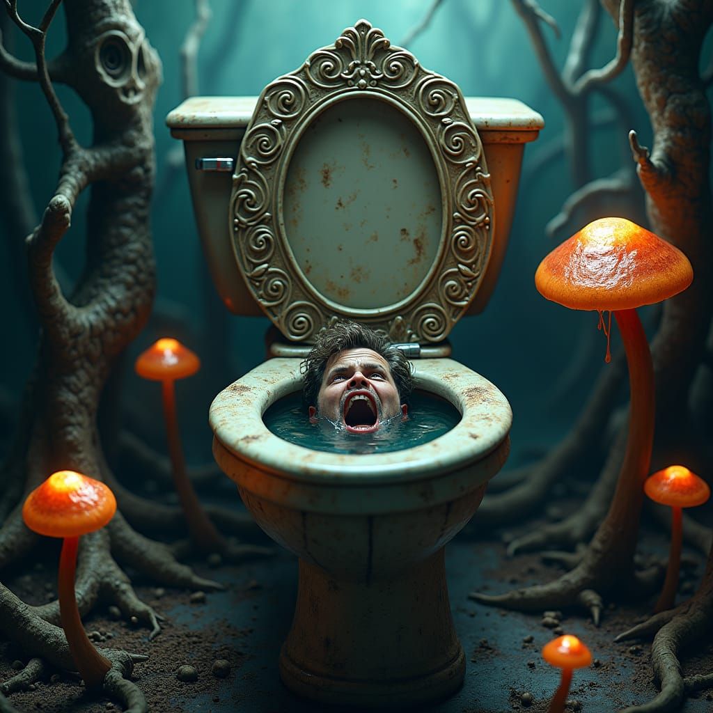 Ornate Toilet Portal in Mystical Forest