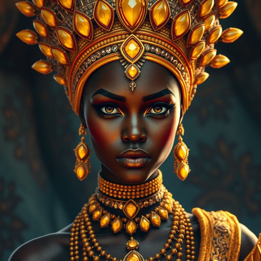 Regal African Goddess in Matte Painting Style
