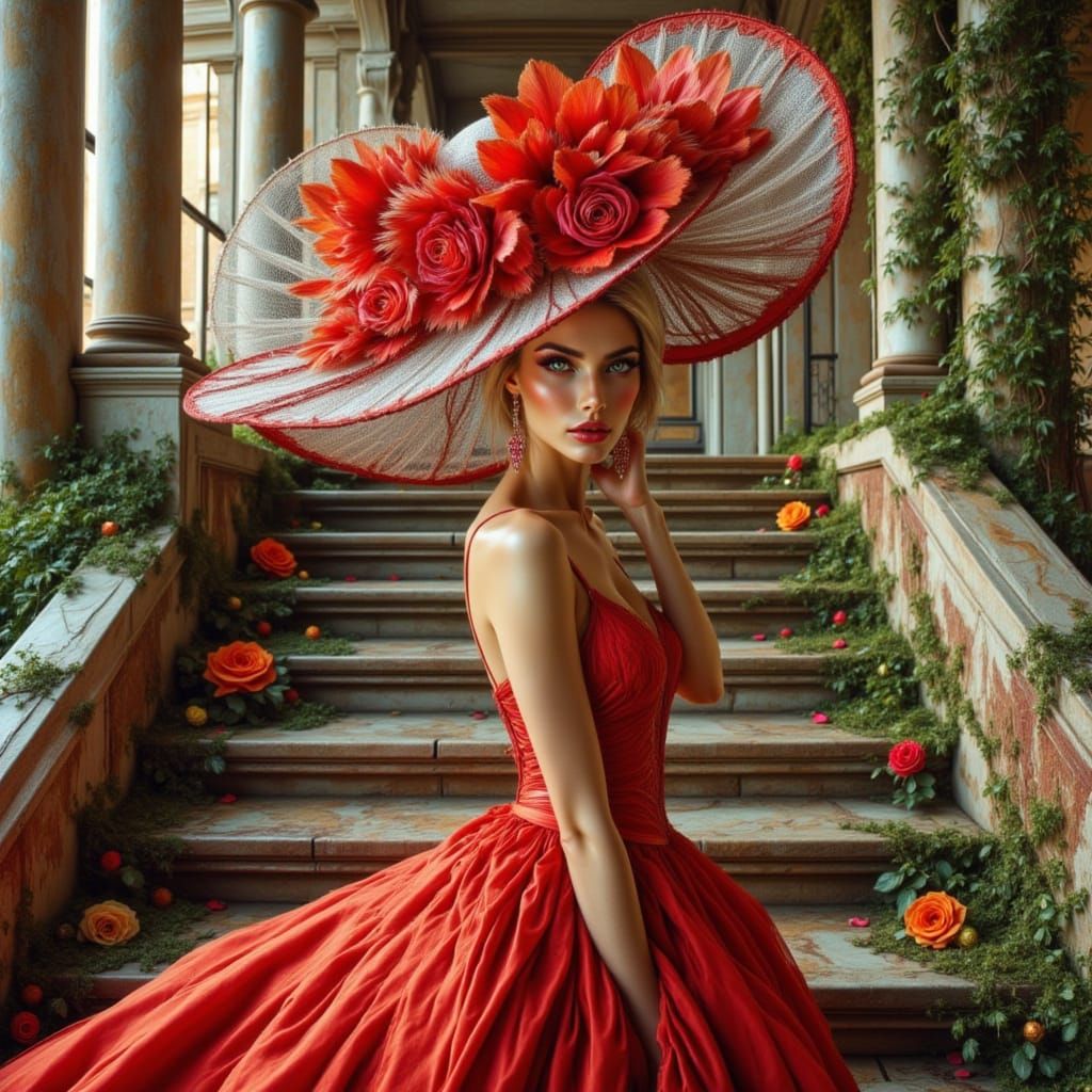 Beautiful woman with extravagant hat