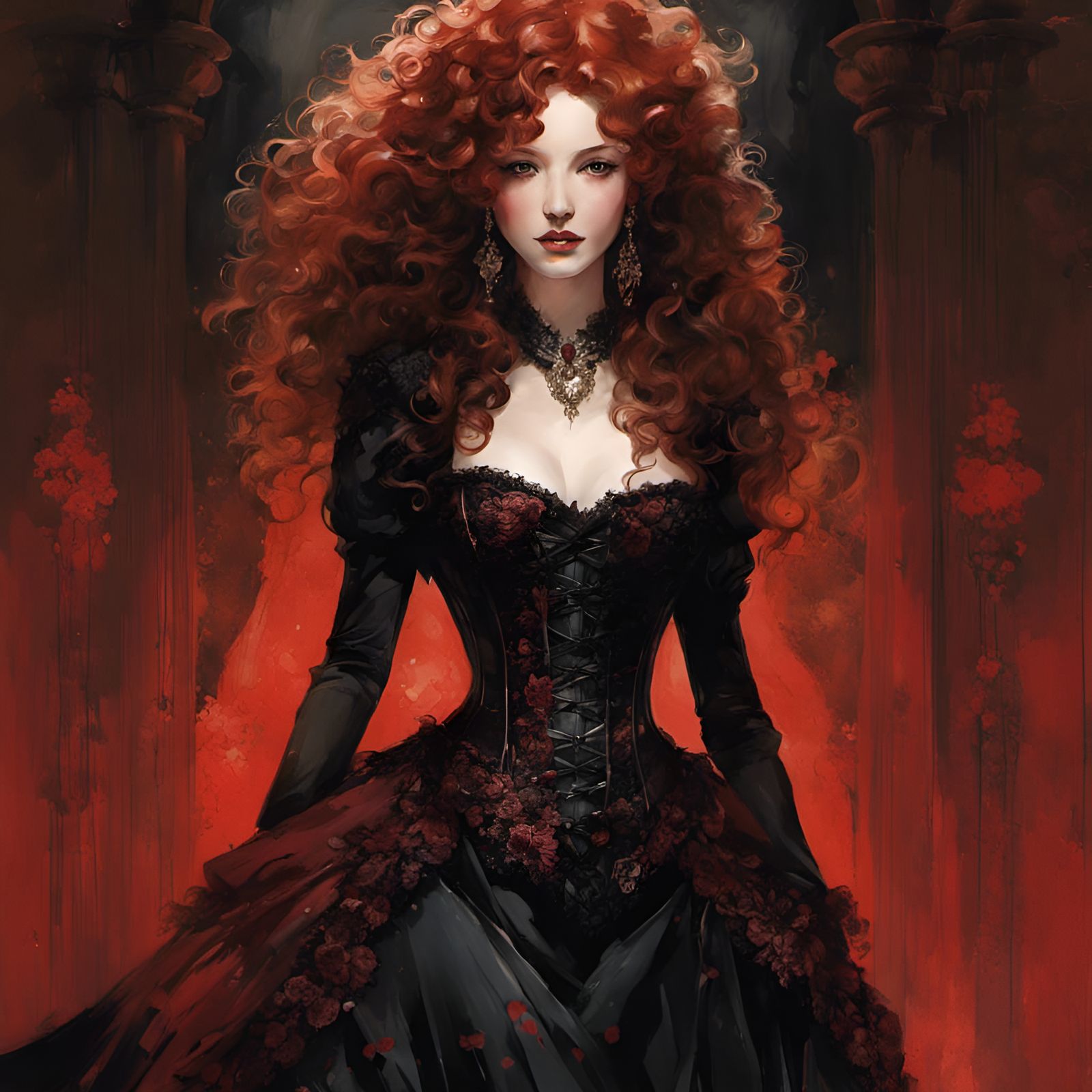 Red Curly Haired Princess Portrait