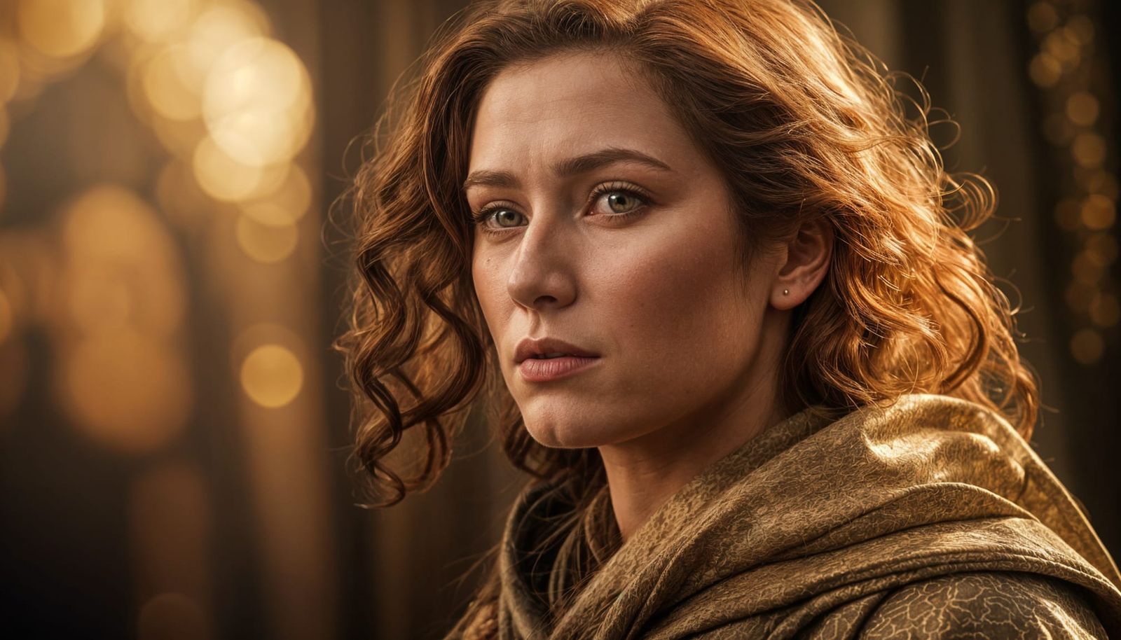 Elegant Elven Lady with Piercing Eyes and Flowing Robes