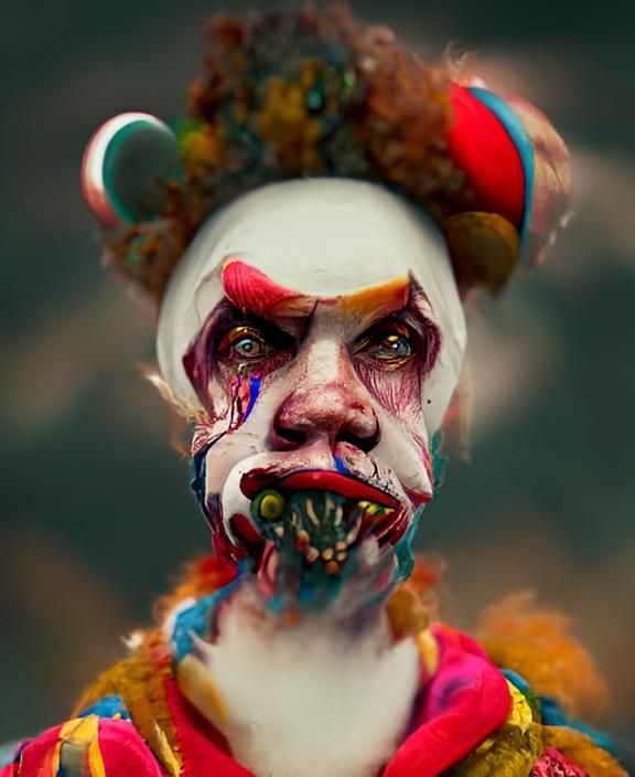 Scary Monster Clown Portrait in Renaissance Style
