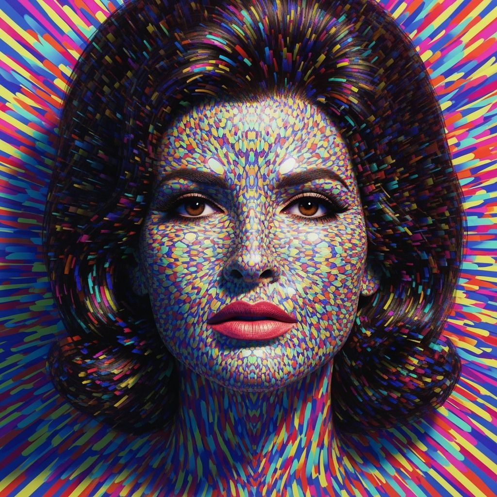 Psychedelic Raquel Welch Portrait in Mod-60s Style