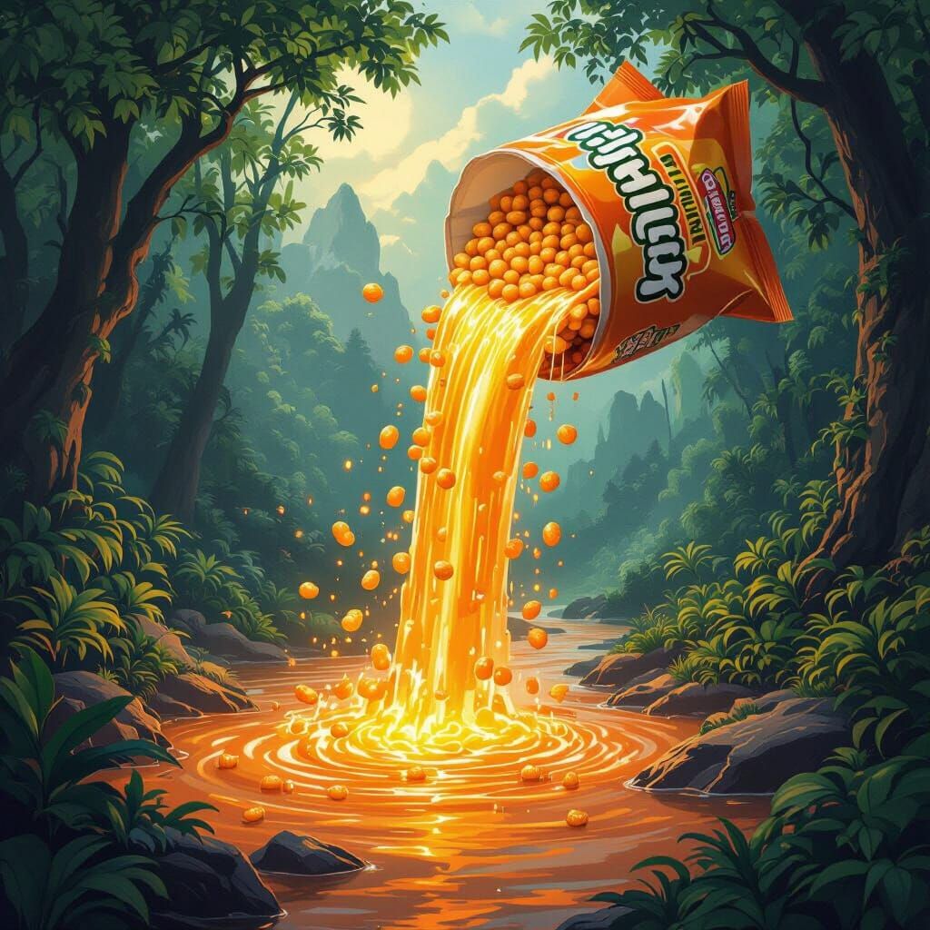 Fantasy Landscape with Giant Kurkure Waterfall