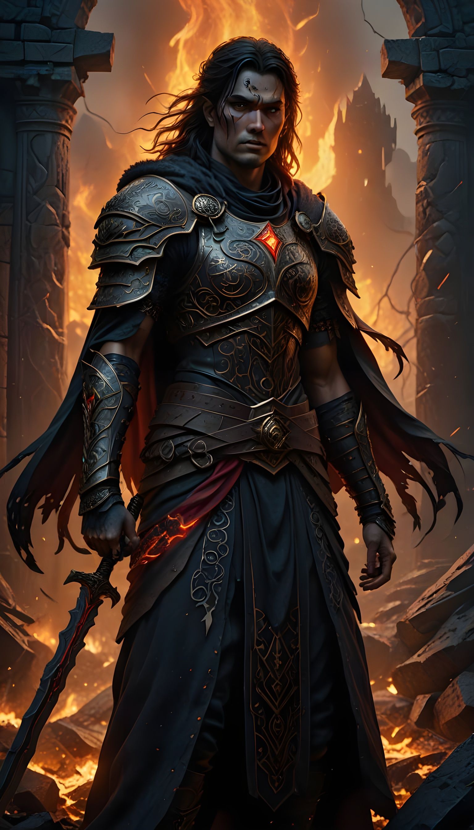 Surreal Nordthra Warrior Emerges from Ashes