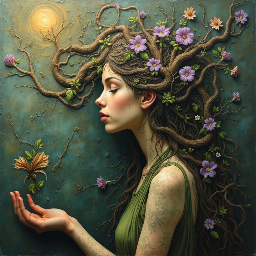 Surreal Goddess Emerges from Nature's Canvas