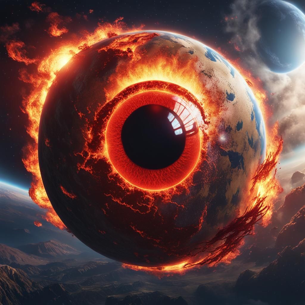 Flaming Eye in Space Watching Earth