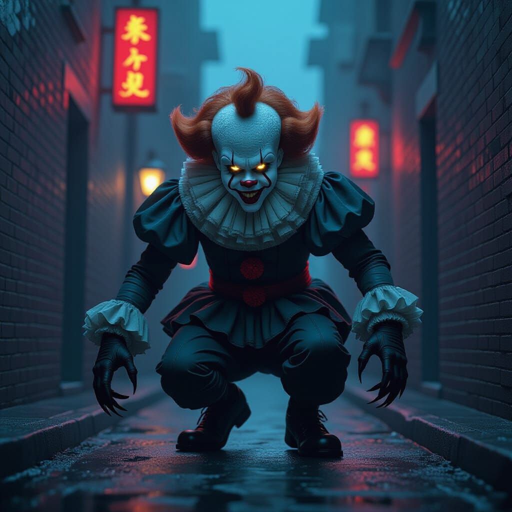 Pennywise Panther Hybrid Lurks in Foggy Alley