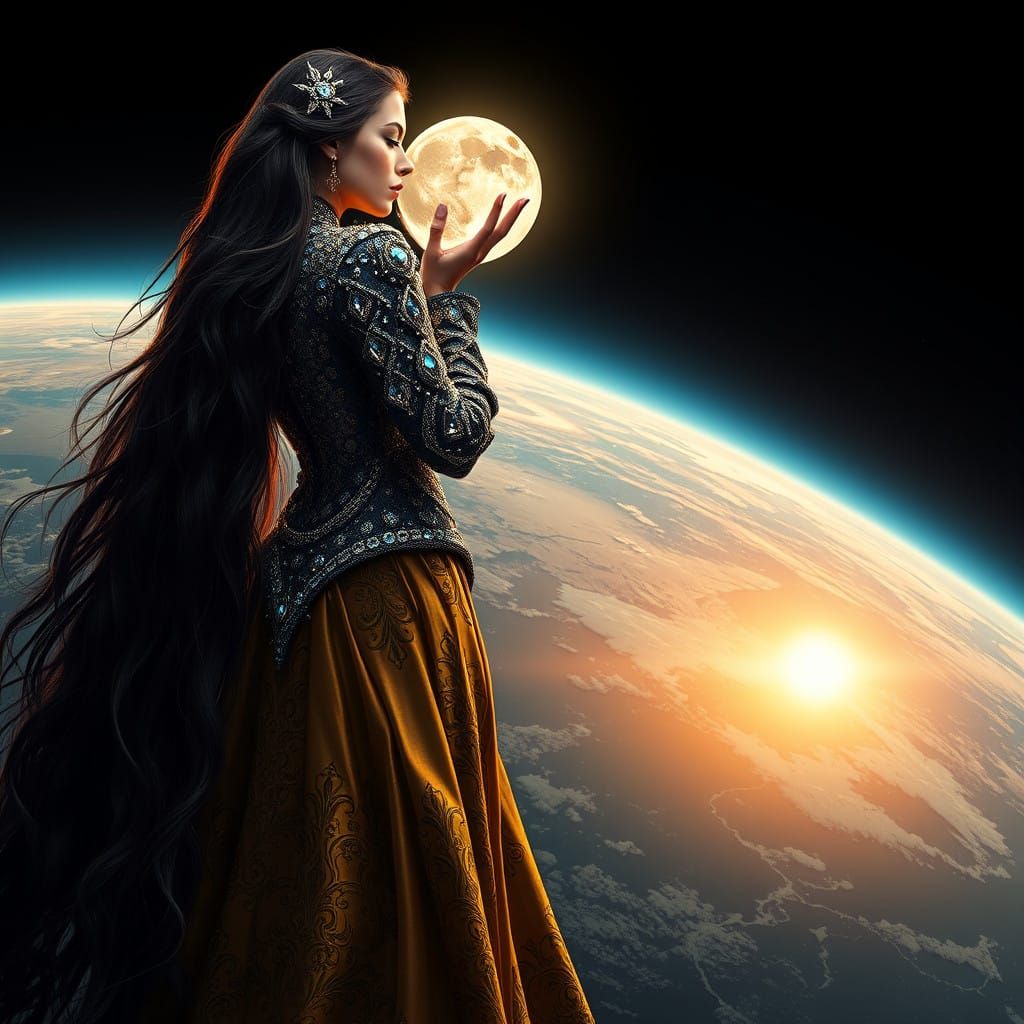 Towering Baroque Goddess on a Celestial Odyssey