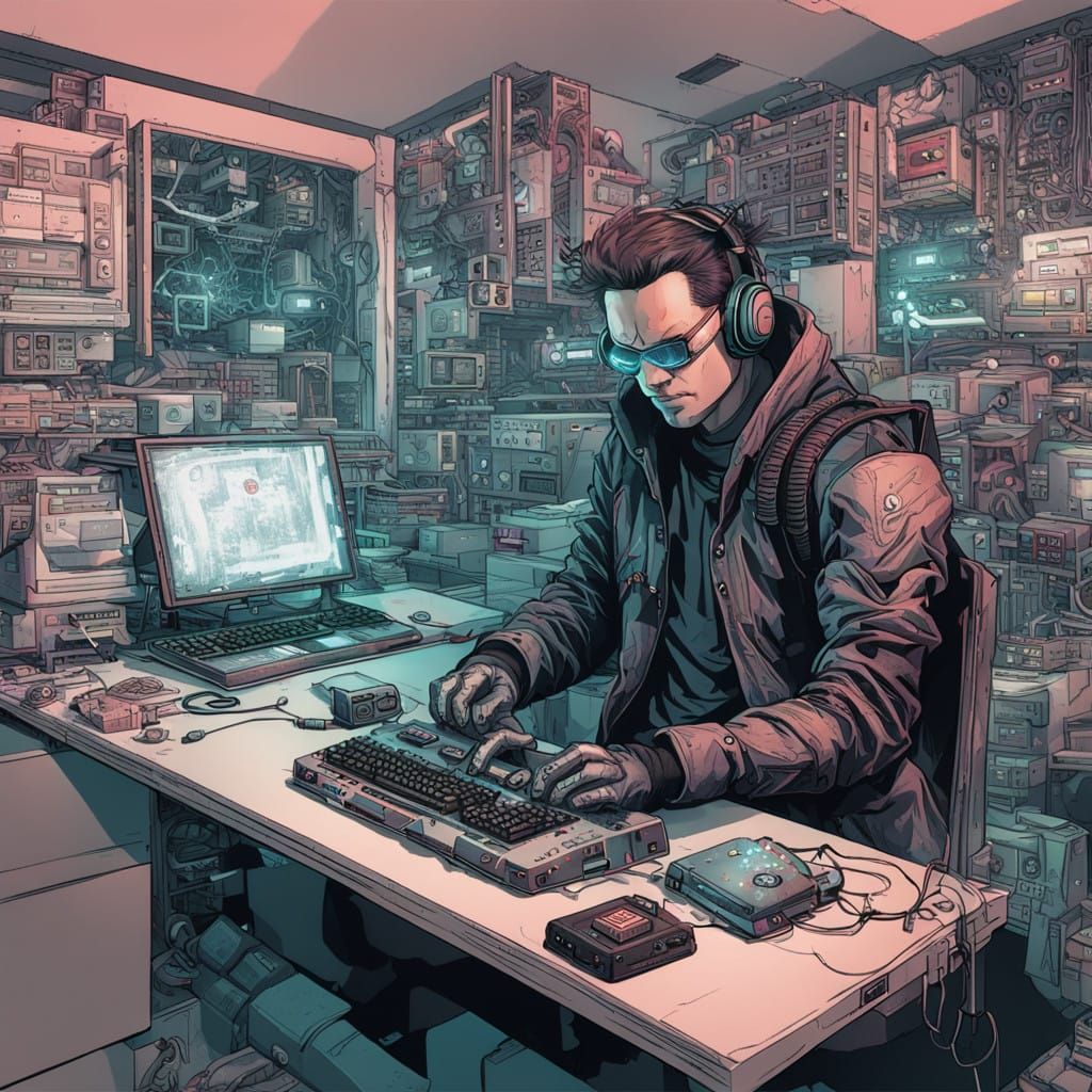 Neon Cyberpunk Hacking Scene
