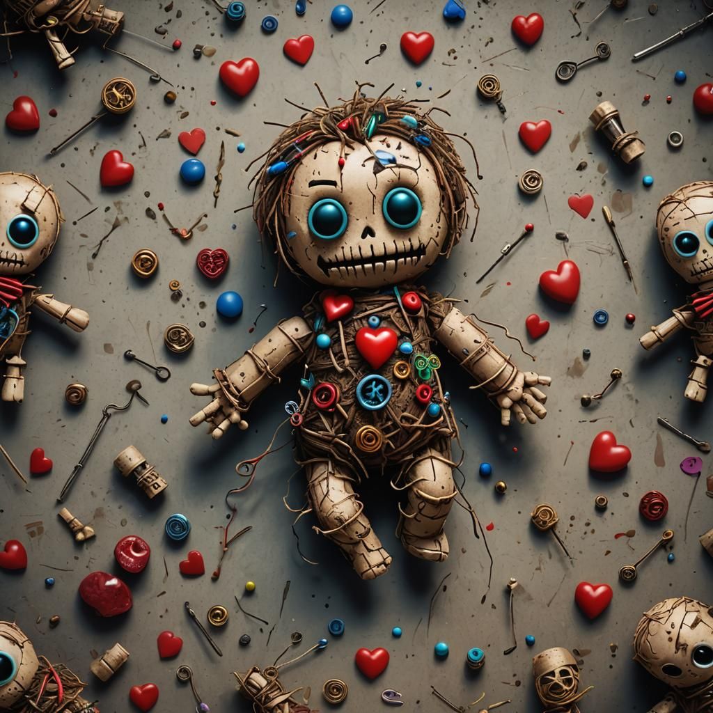 Voodoo Doll with Pins in Detailed Matte Painting
