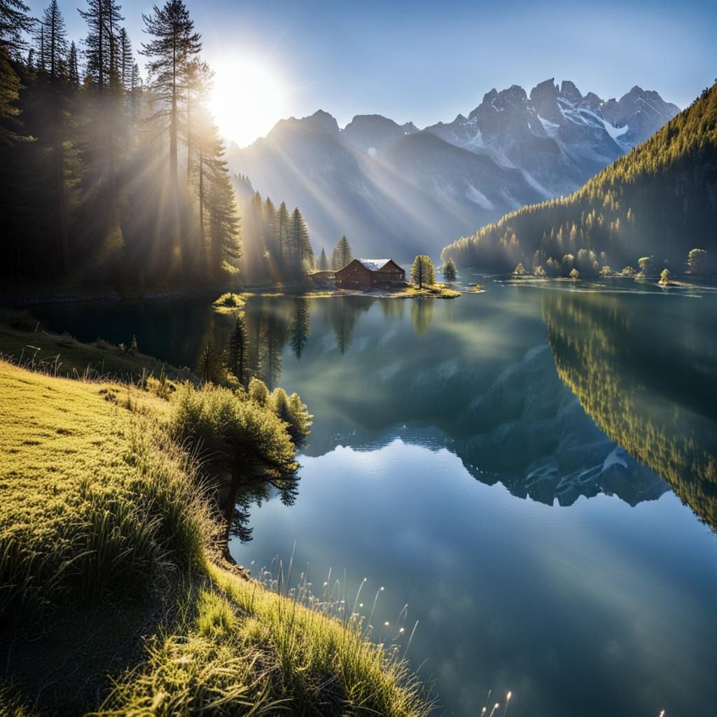 Alpen Lake at Sunrise: Mountainous Landscape