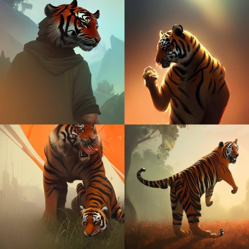 Sawyer Taschler and Tiger, Digital Art