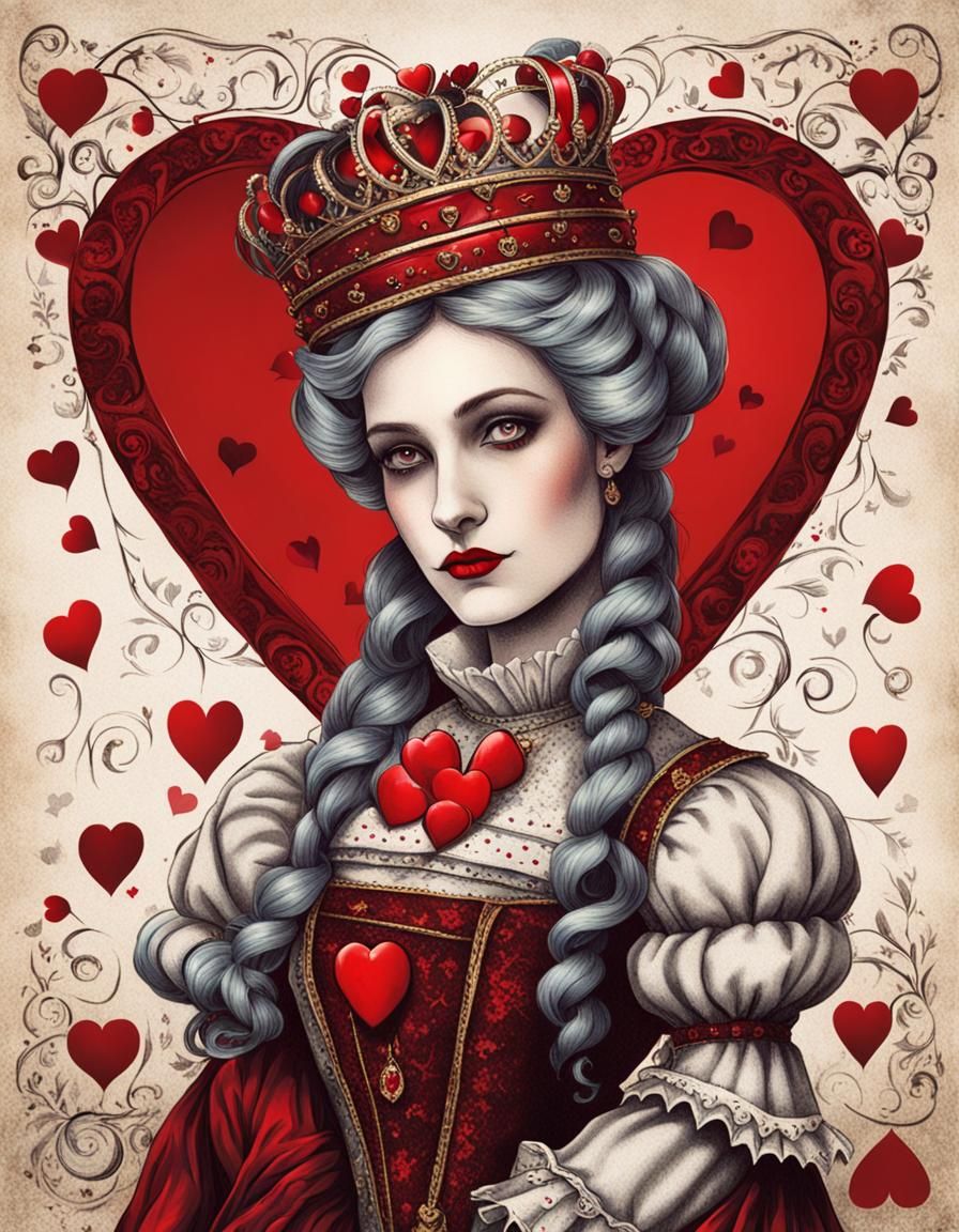 Gothic Queen of Hearts Storybook Illustration