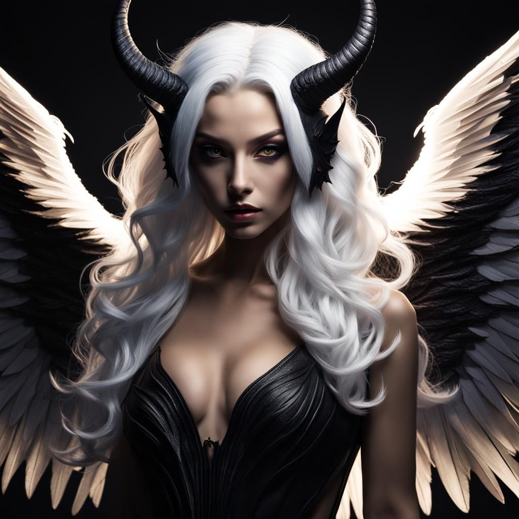 Angelic and Demonic Chimera with Dramatic Lighting