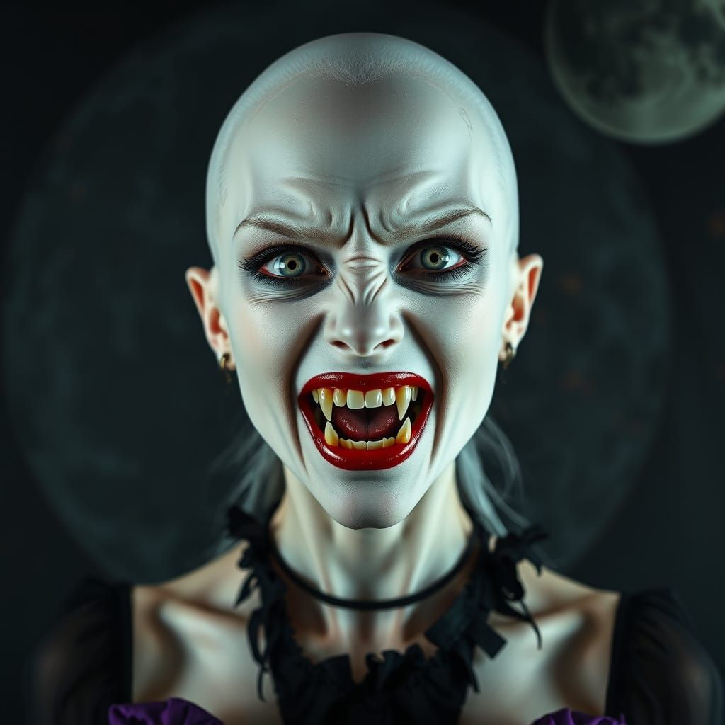 Albino Goth Vampire Lady Portrait