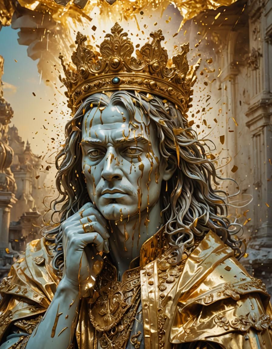 King's Downfall: A Surreal 3D Portrait