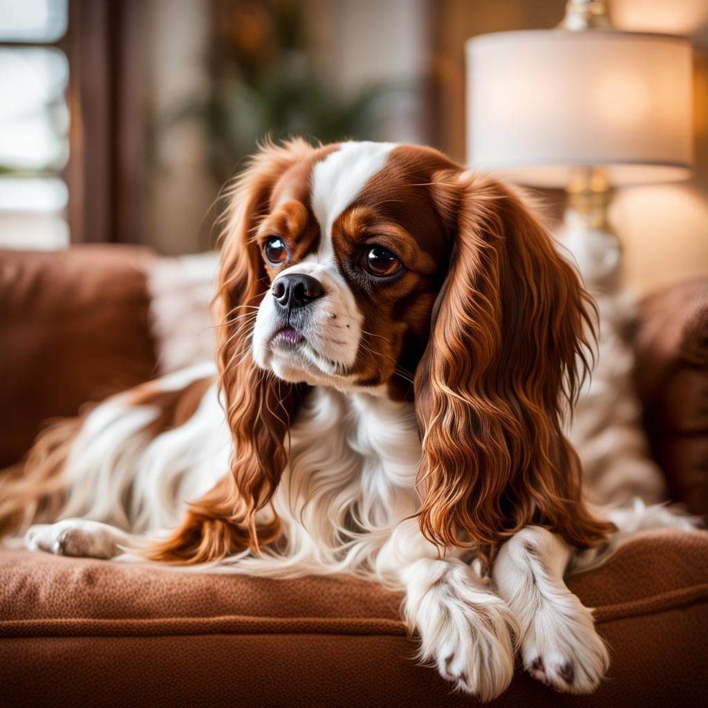 Cavalier King Charles Spaniel in Cozy Setting