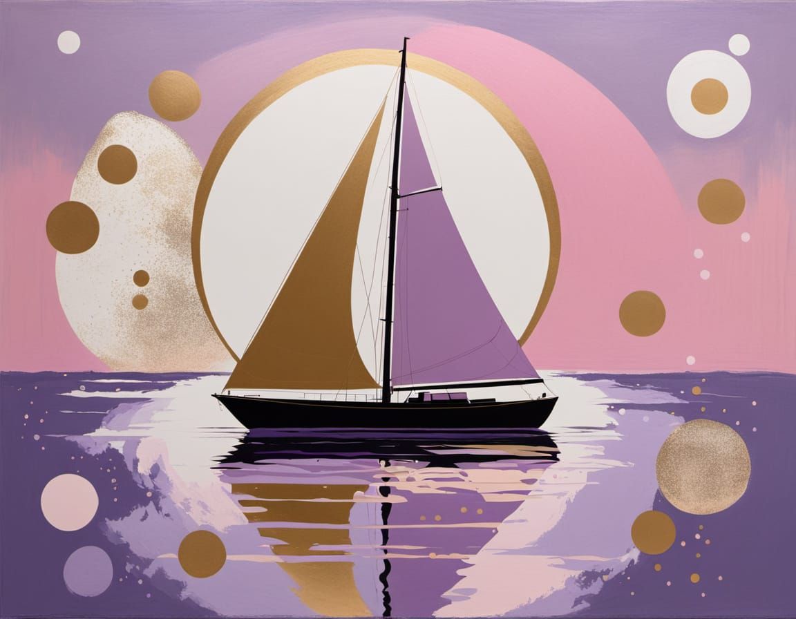 Abstract Sailboat in Constructivist Composition