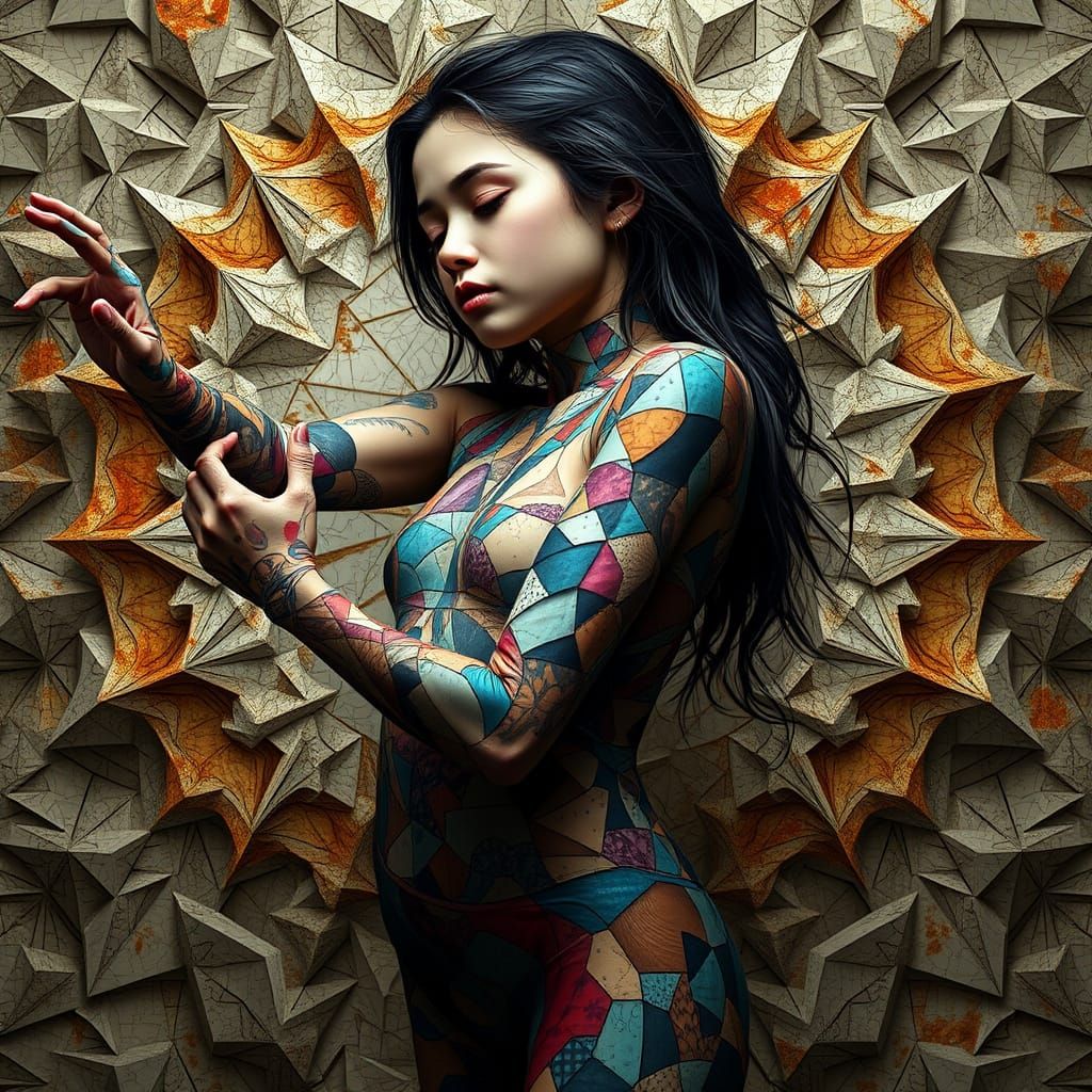 Abstract Digital Painting: Girl in Dynamic Pose