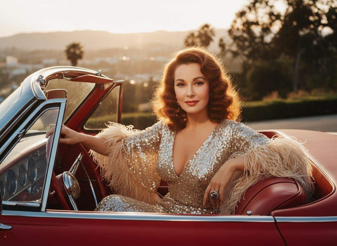 Raquel Welch in 1960s Glamour Driving Convertible
