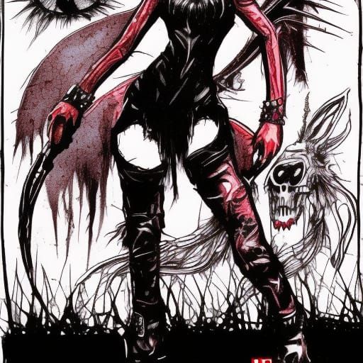 Vampire Rabbit Demon in Post-Apocalyptic Comic Style