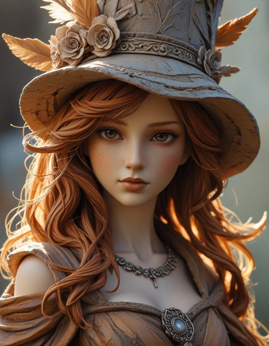 Ancient-looking Clay Statue in Earthy Ochre