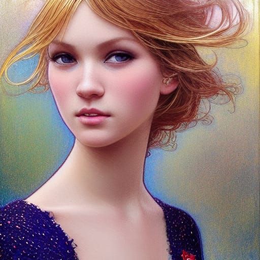 Hyper-Realistic Cheerleader Portrait in Pointillé Style