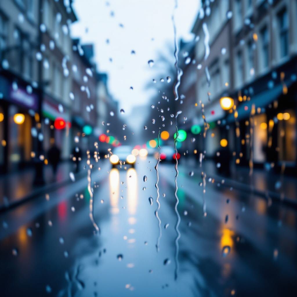 Rain-Streaked Window Creates Soft, Detailed Portrait
