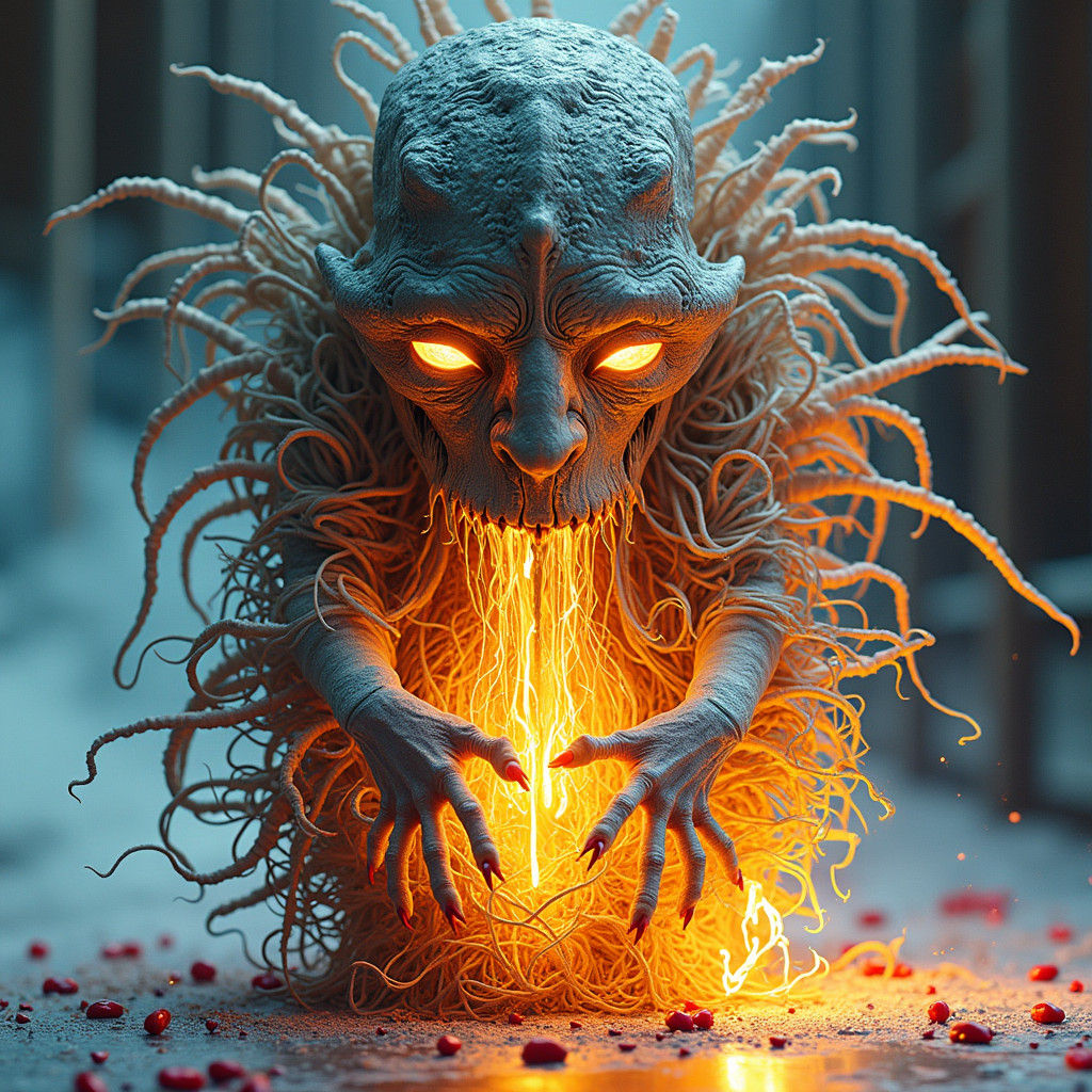 Abstract Demon Art in Haute Couture Fashion