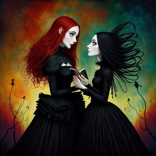 Gothic Punk Redhead Reading: A Digital Fairytale