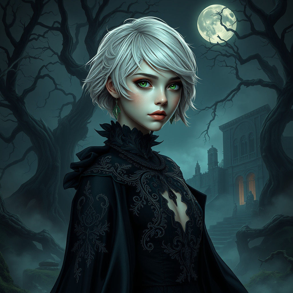 Dark Witch in Moonlit Forest, Concept Art