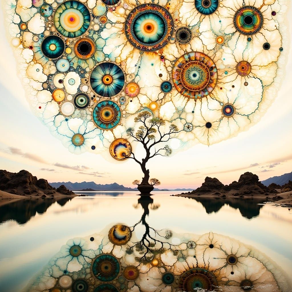 Aboriginal Dot Art Dreamscape in Hyperkraximalismus Style