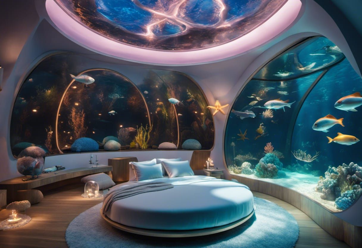Glass Dome Bedroom in Aquarium with Mermaids