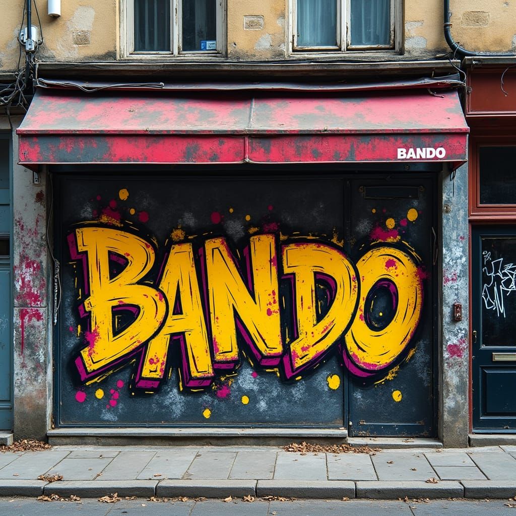 Gritty Graffiti-Style Business Logo on Urban Storefront